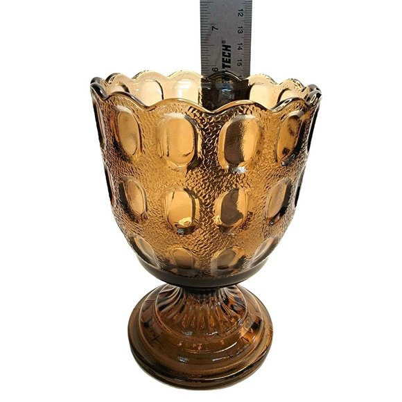 Vintage E O BRODY Co Brown Thumbprint Footed Compote 1980's #4200 Cleveland OH - Picture 6 of 6